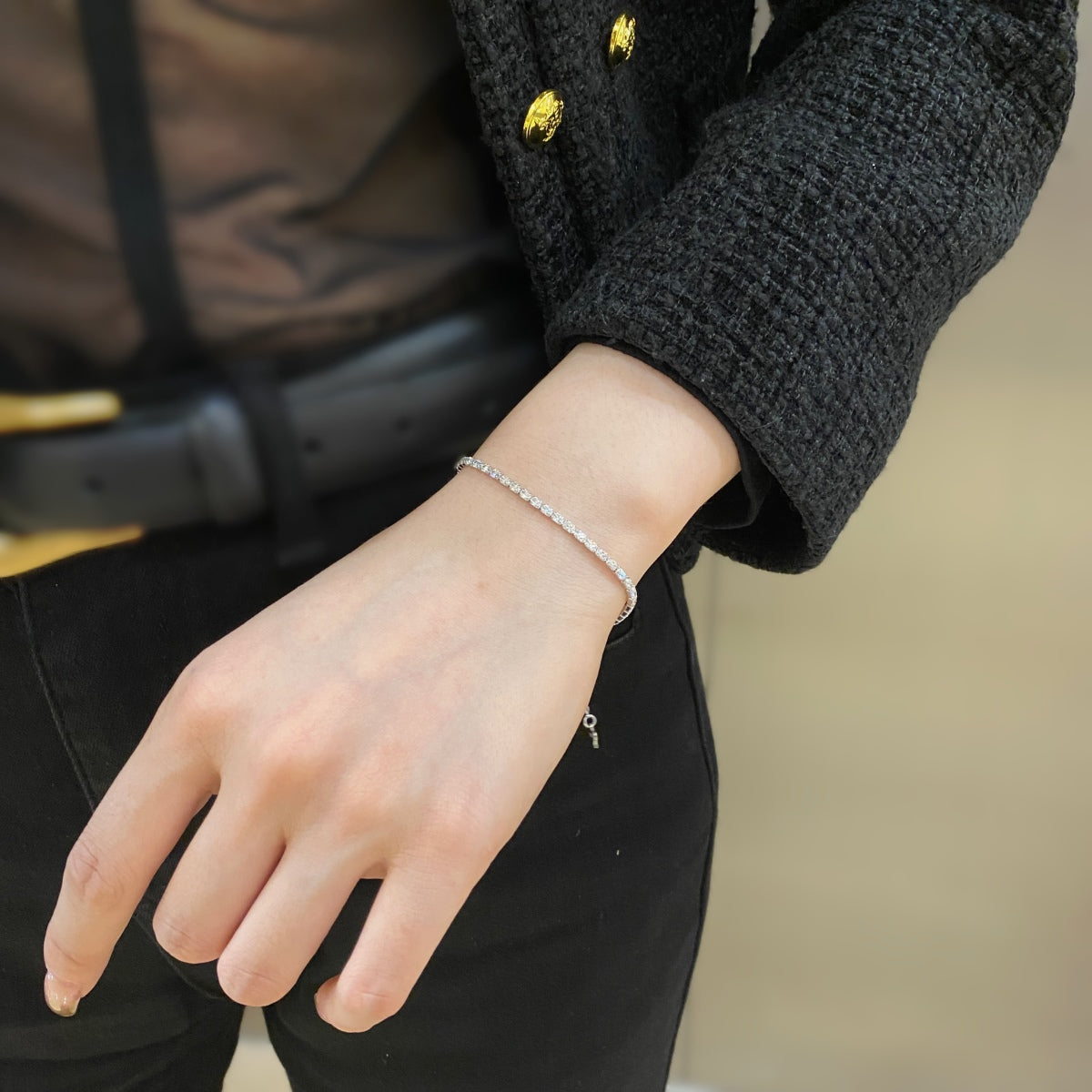 Angela Jewelry]Elegant Emerald Cut Daily Bracelet