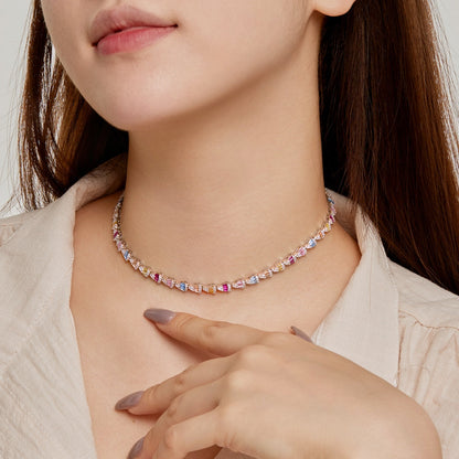 Angela Jewelry]Radiant Colorful Rainbow Necklace