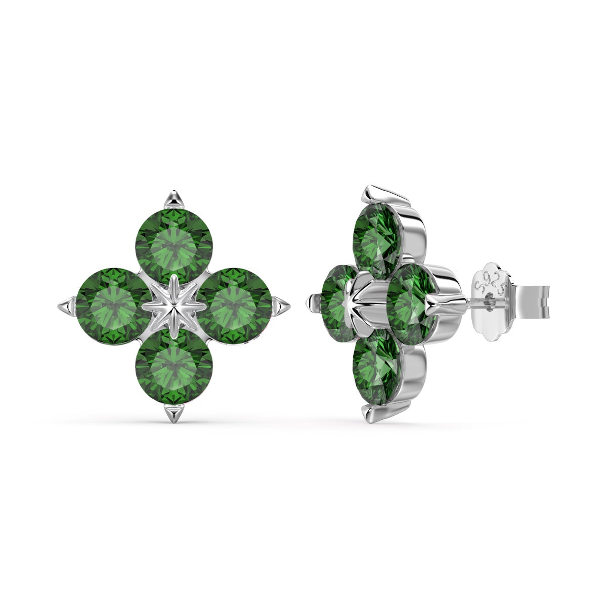 Angela Jewelry]Four-Leaf Clover Eight-Pointed Star Earrings