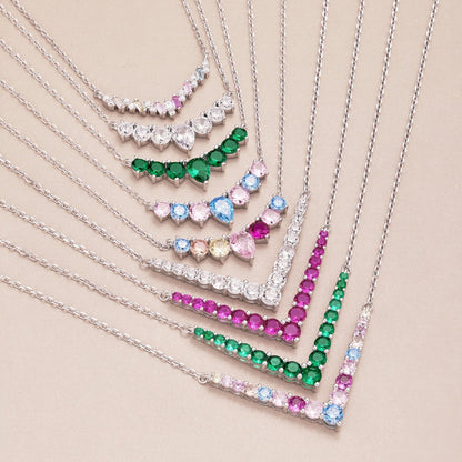 Angela Jewelry]Dainty Colorful Heart Necklace