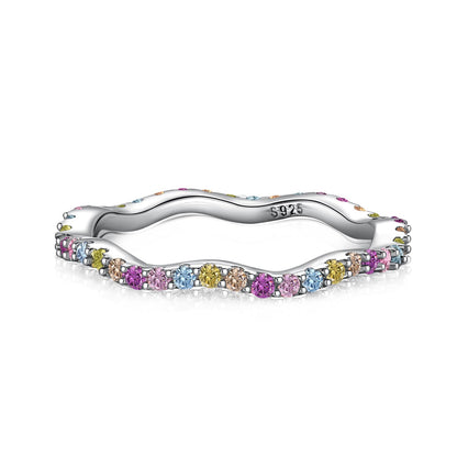 Angela Jewelry]Dainty Colorful Round Cut Party Ring