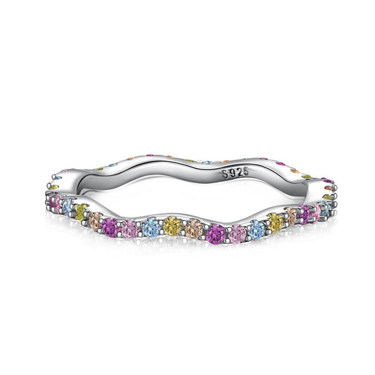 Angela Jewelry]Dainty Colorful Round Cut Party Ring