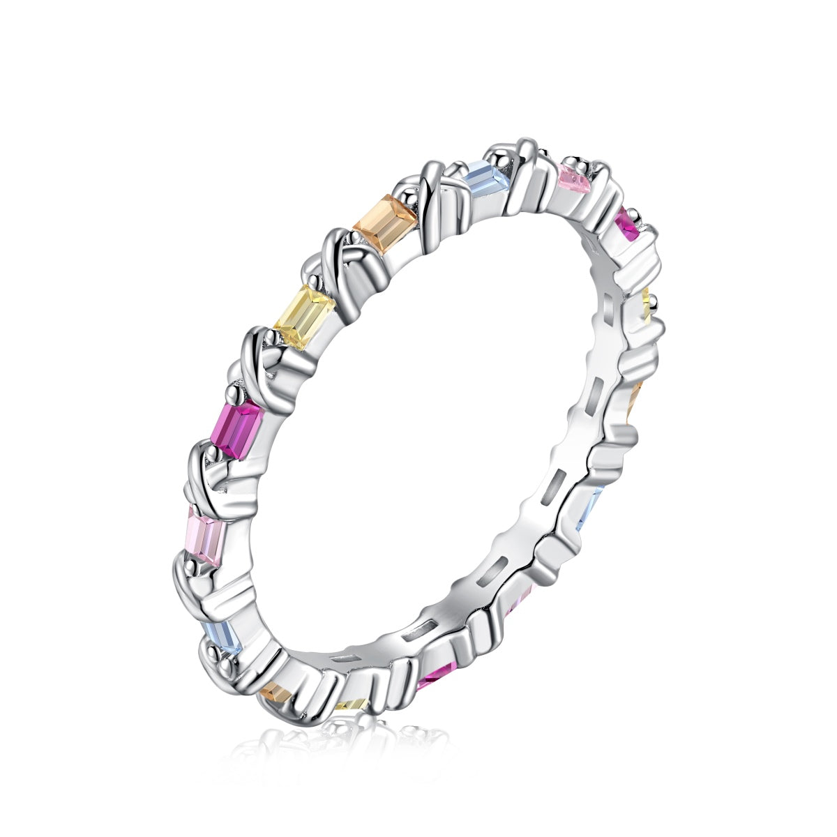 Angela Jewelry]Charming Colorful Round Cut Daily Ring