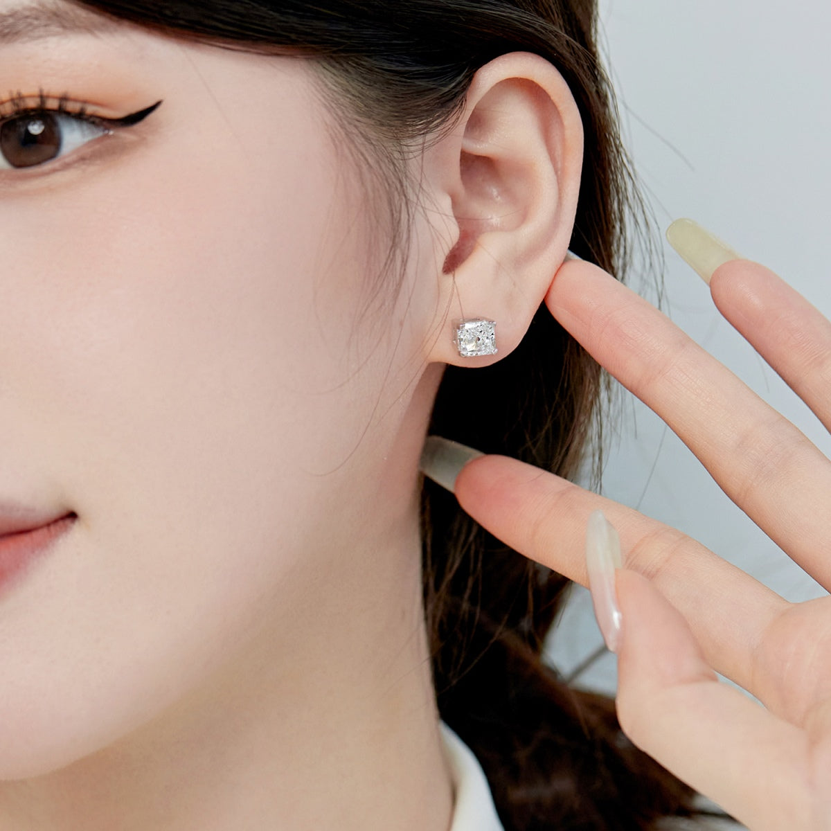 Angela Jewelry]1.0 Carat Radiant Princess Cut Wedding Earrings