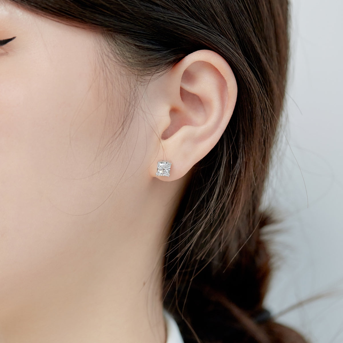 Angela Jewelry]1.0 Carat Radiant Princess Cut Wedding Earrings