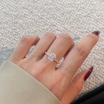 Angela Jewelry]2.0 Carat Dazzling Sparkling Radiant Cut Party Ring