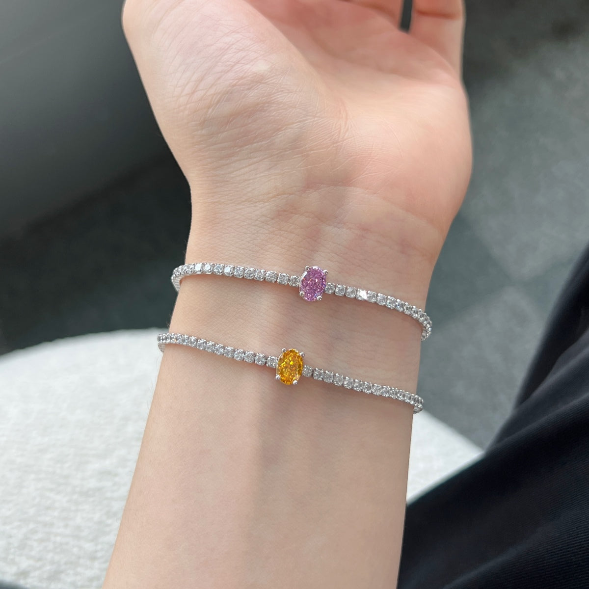 Angela Jewelry]0.75 Carat Exquisite Oval Cut Daily Bracelet