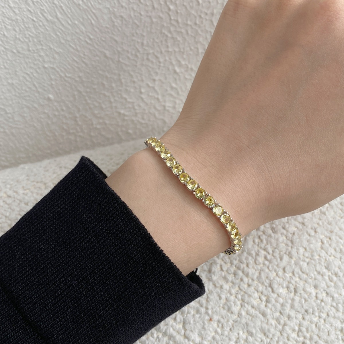 Angela Jewelry]Ornate Dazzling Round Cut Tennis Bracelet