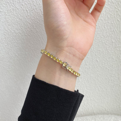 Angela Jewelry]Ornate Dazzling Round Cut Tennis Bracelet