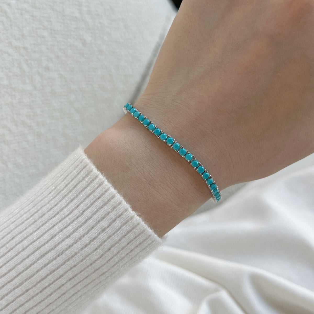 Angela Jewelry]Dainty Charming Round Cut Tennis Bracelet