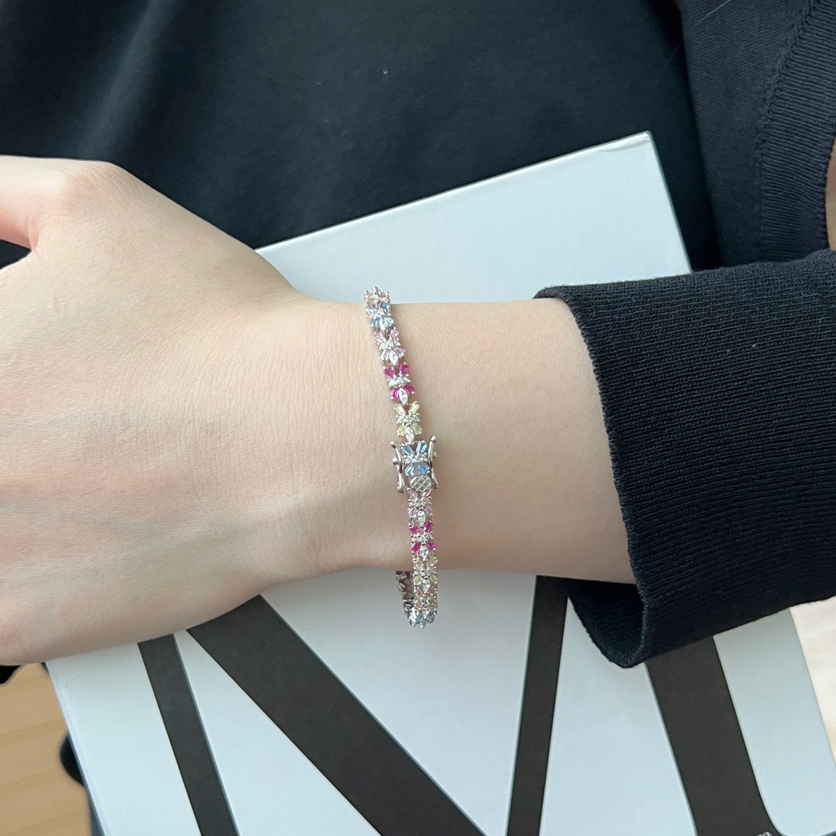 Angela Jewelry]Radiant Colorful Emerald Cut Party Bracelet