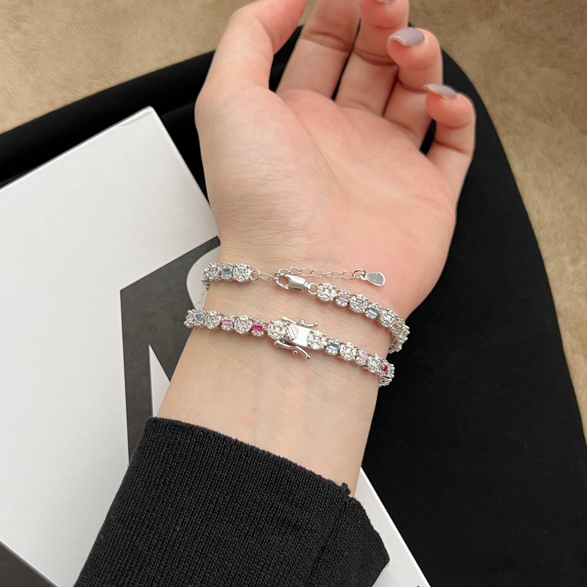 Angela Jewelry]Dazzling Radiant Multi Cut Daily Bracelet