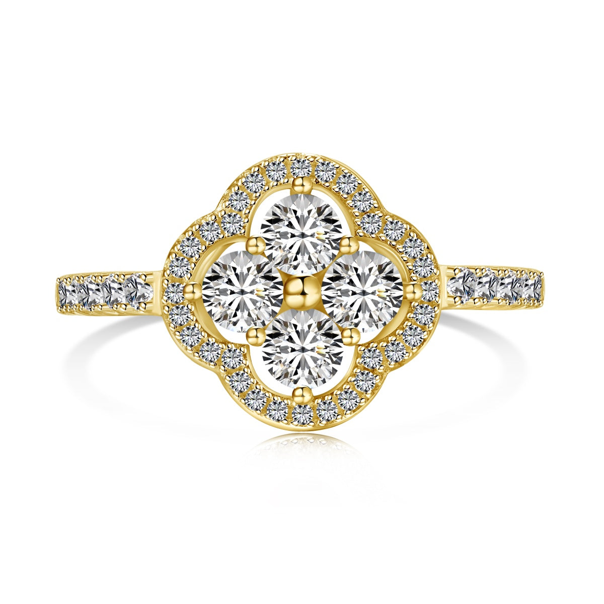 Angela Jewelry]Four Leaf Clover Flower Design Ring