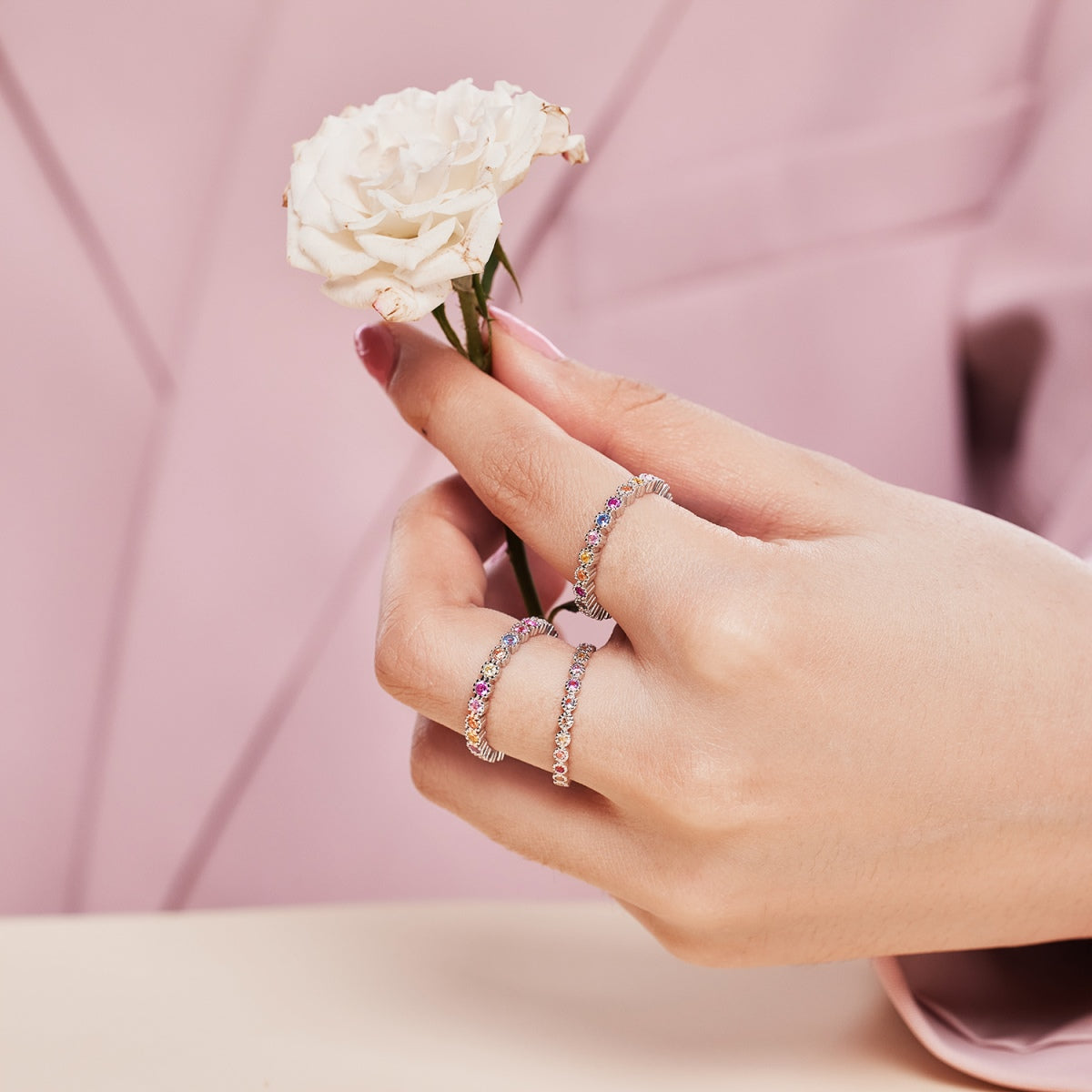 Angela Jewelry]Radiant Sparkling Round Cut Daily Ring