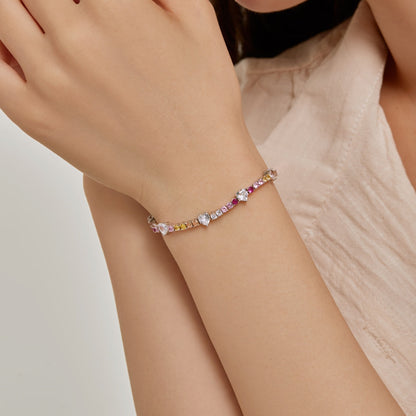 Angela Jewelry]Romantic Heart Shape Round Cut Lover Bracelet