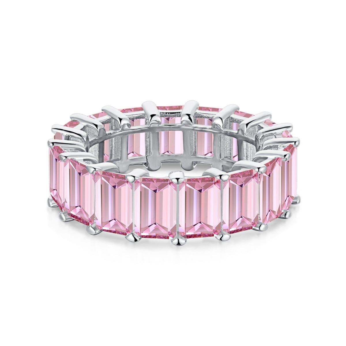 Angela Jewelry]0.75 Carat Elegant Emerald Cut Tennis Ring