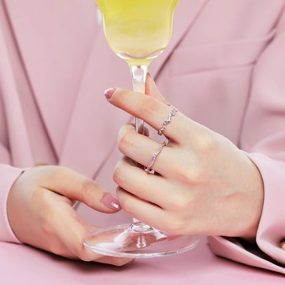Angela Jewelry]Dainty Colorful Round Cut Party Ring