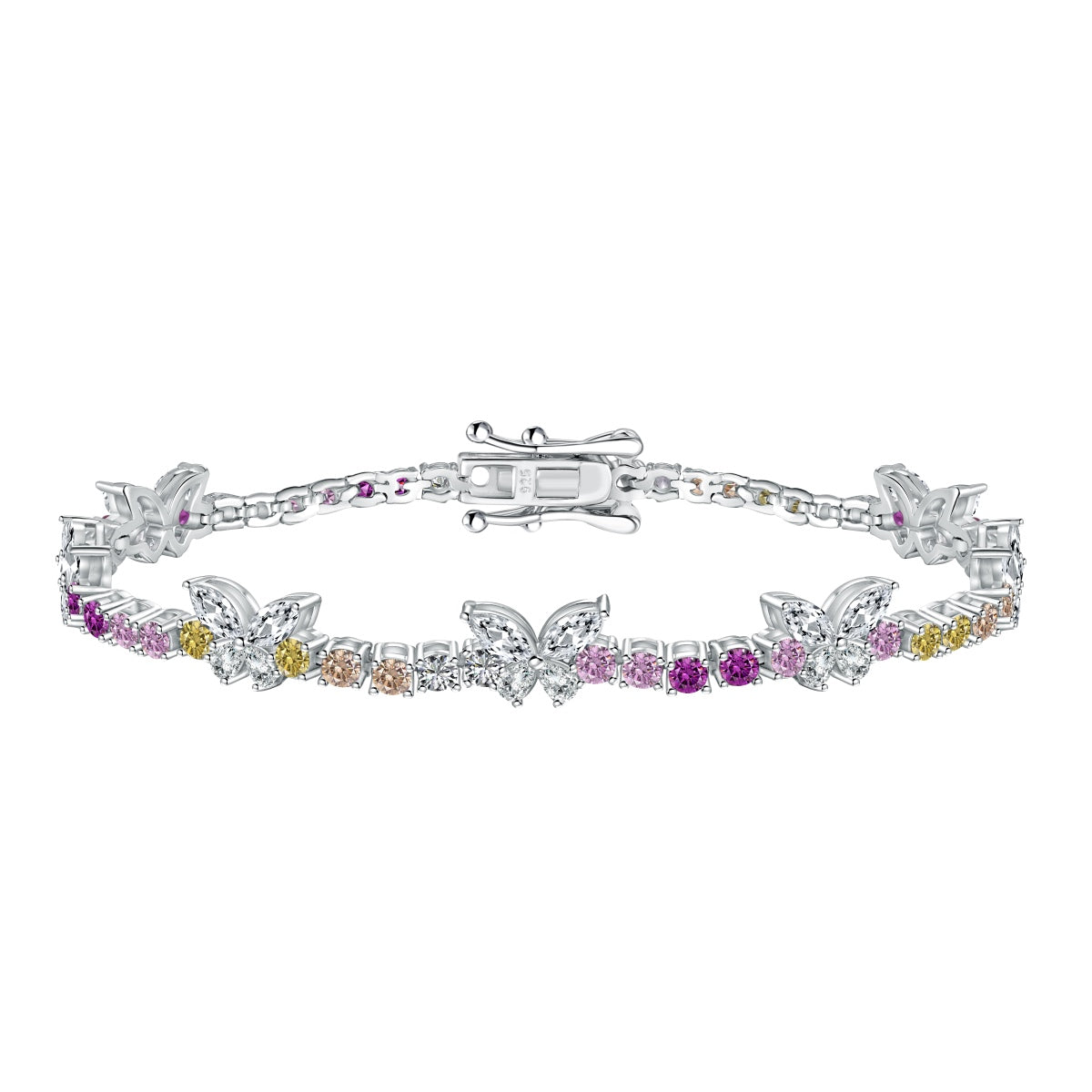 Angela Jewelry]Ornate Colorful Butterfly Shape Round Cut Daily Bracelet