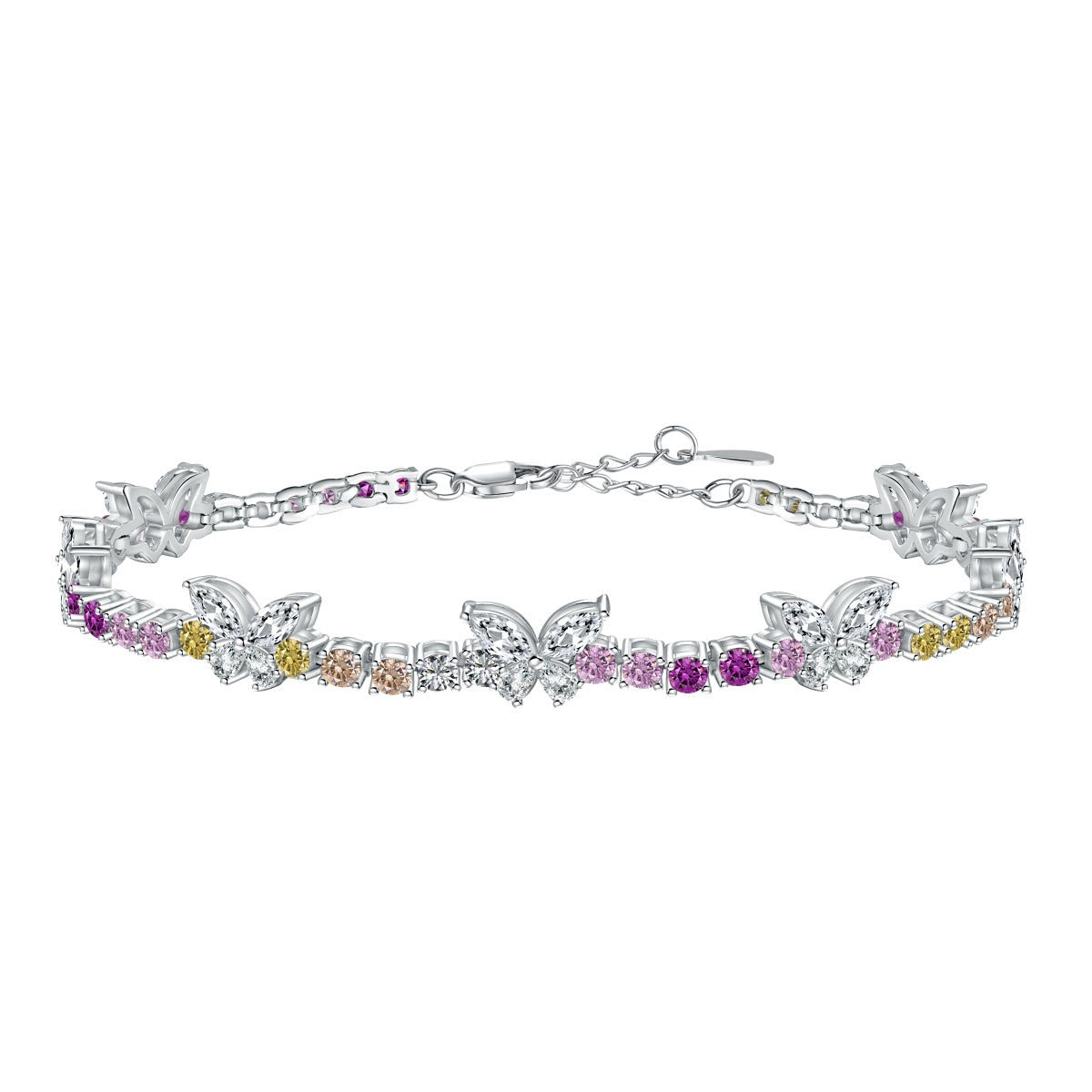 Angela Jewelry]Ornate Colorful Butterfly Shape Round Cut Daily Bracelet
