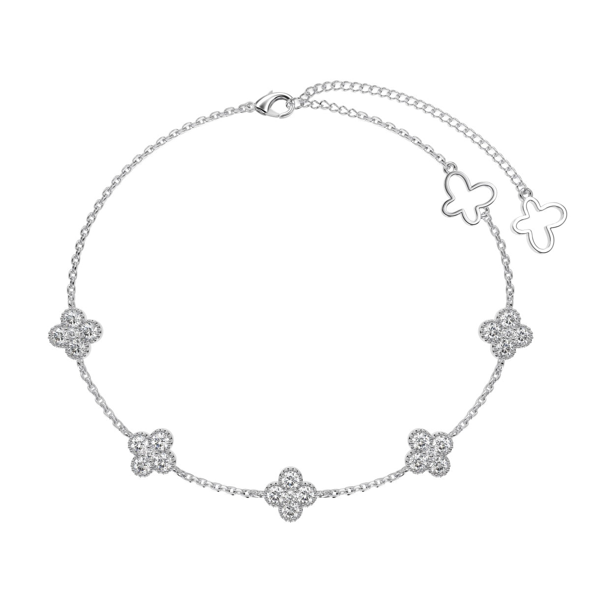 [Angela Jewelry]Four-Leaf Clover Hollow Butterfly Bracelet