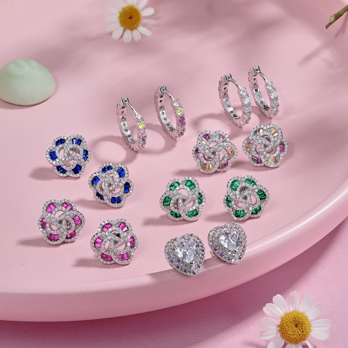 Angela Jewelry]Radiant Colorful Round Cut Earrings