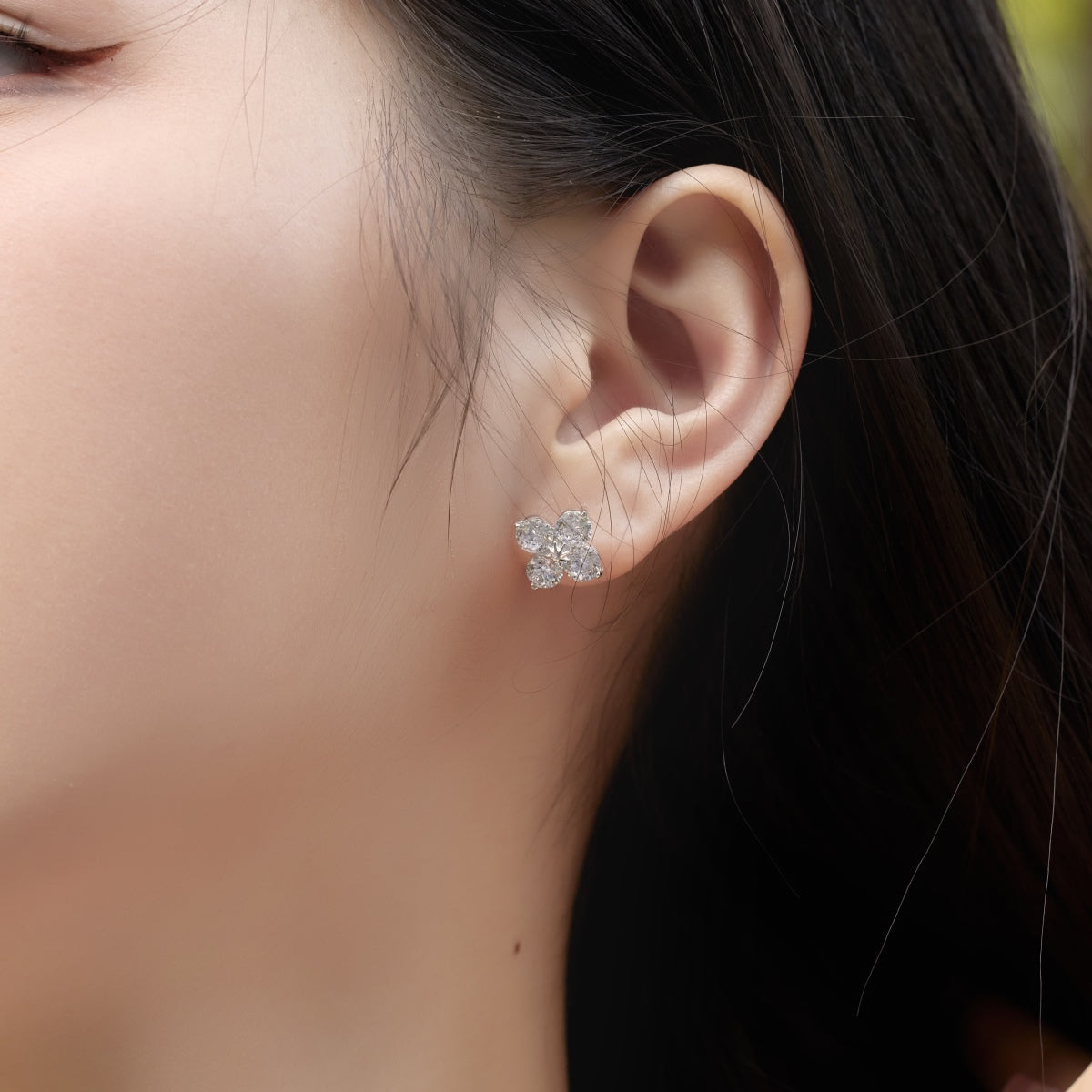 Angela Jewelry]Four-Leaf Clover Eight-Pointed Star Earrings