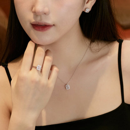 Angela Jewelry]1.0 Carat Luxurious Dainty Emerald Cut Daily Earrings