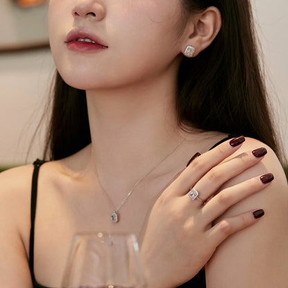 Angela Jewelry]1.0 Carat Luxurious Dainty Emerald Cut Daily Earrings