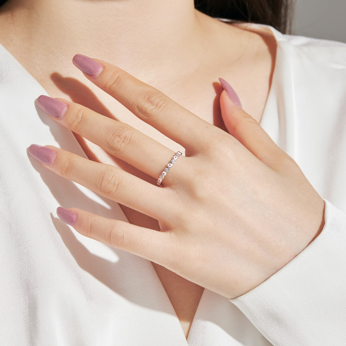 Angela Jewelry]Sparkling Vibrant Round Shape Daily Ring