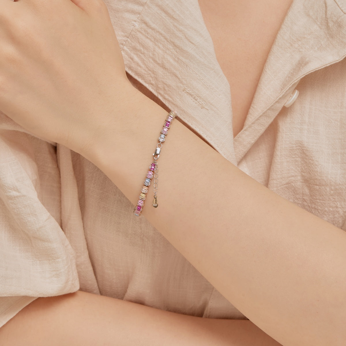 Angela Jewelry]Delicate Colorful Emerald Cut Party Bracelet