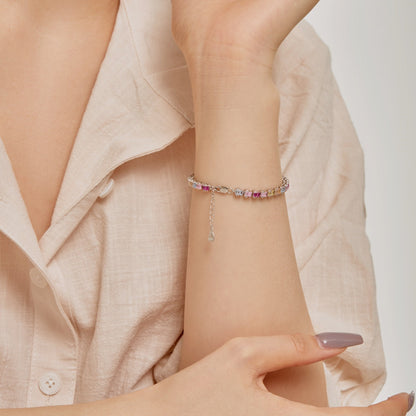 Angela Jewelry]Delicate Colorful Emerald Cut Party Bracelet