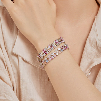 Angela Jewelry]Delicate Colorful Emerald Cut Daily Bracelet