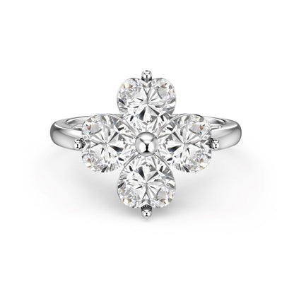 Angela Jewelry]Heart-shaped Four-Leaf Clover Ball Ring