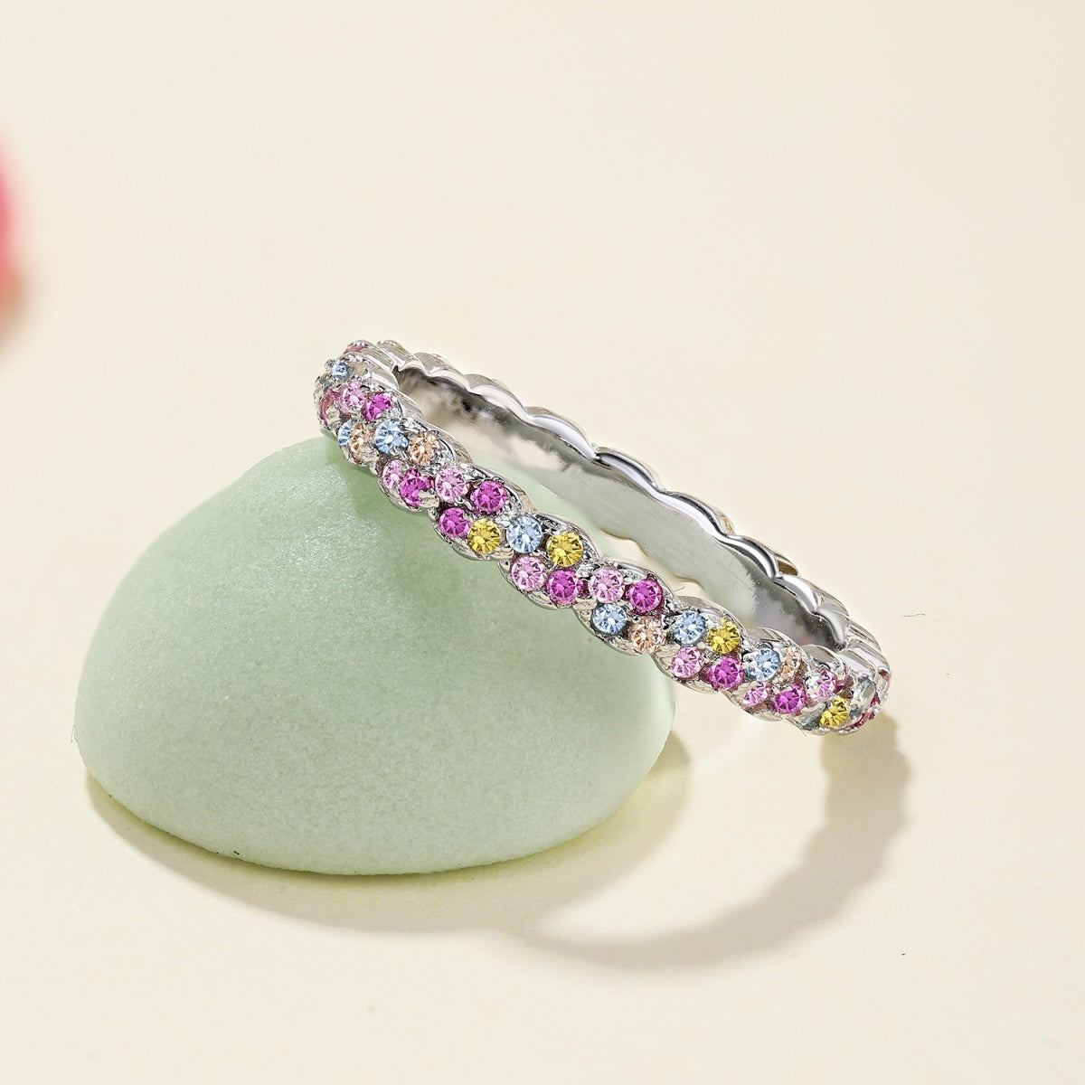 Angela Jewelry]Dainty Ebullient Round Cut Daily Ring