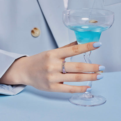 Angela Jewelry]Splashy Ornate Emerald Cut Cocktail Ring