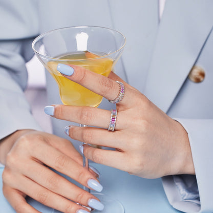 Angela Jewelry]Splashy Ornate Emerald Cut Cocktail Ring