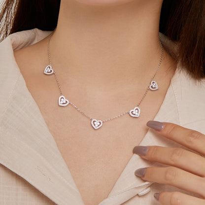 Angela Jewelry]Sparkling Five Heart Necklace