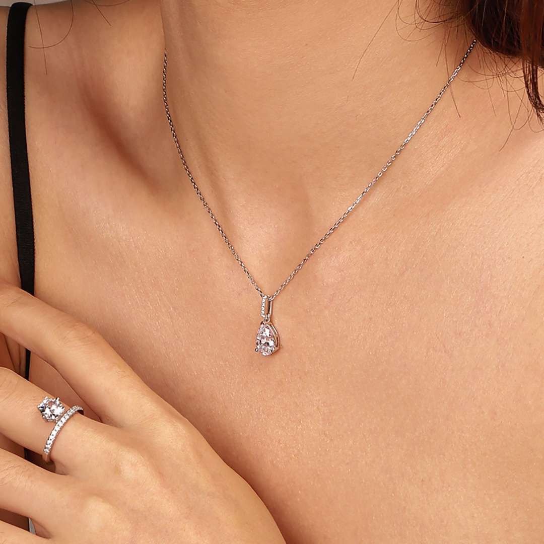 Angela Jewelry]Delicate Water Drop Shape Fashion Necklace