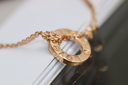 [Angela Jewellery]LOVE NECKLACE ADJUSTABLE ROSE GOLD 2 DIAMOND