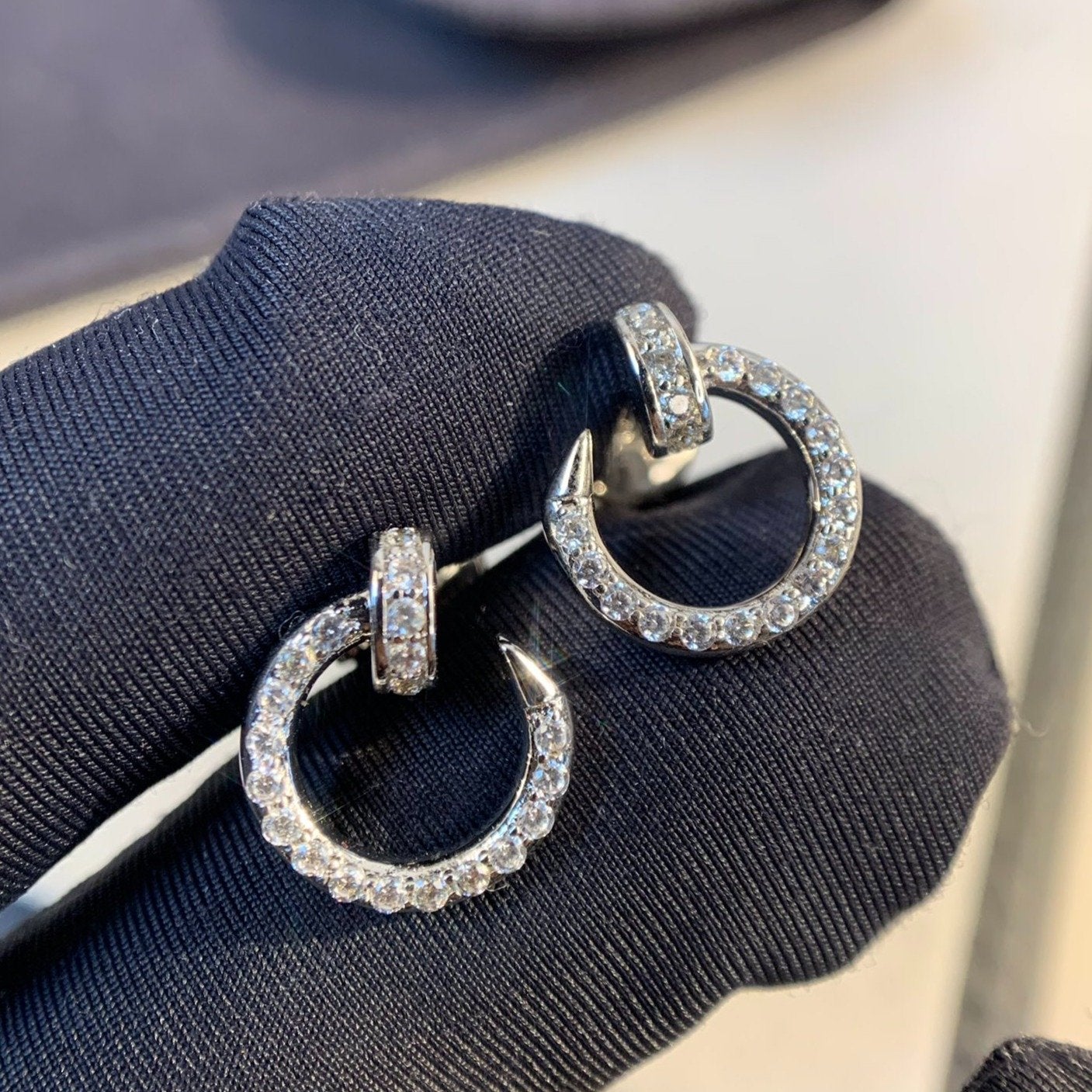 [Angela Jewellery]JUSTE EARRINGS SILVER DIAMONDS