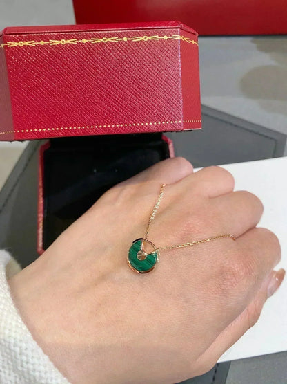 [Angela Jewellery]AMULETTE ROSE GOLD MALACHITE NECKLACE