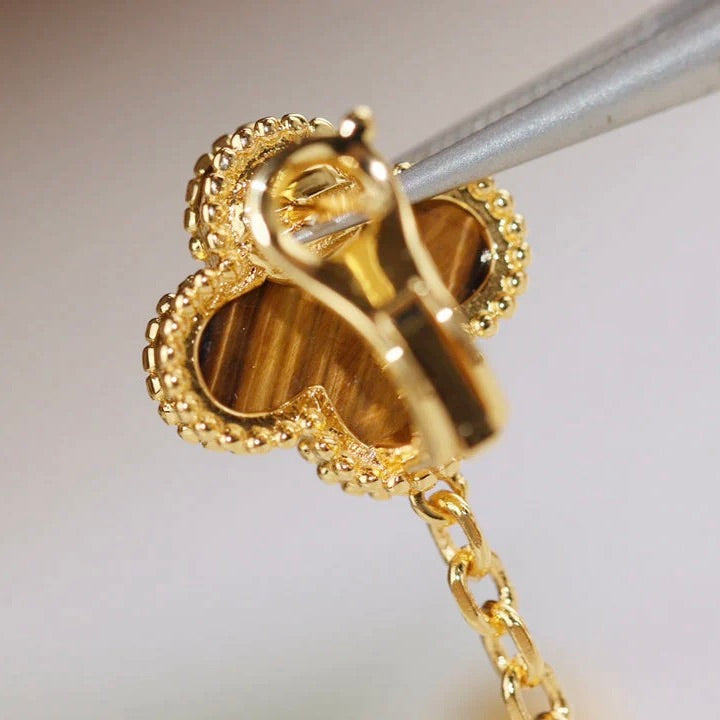 [Angela Jewellery]CLOVER  2 MOTIF  TIGER EYE CARNELIAN EARRINGS