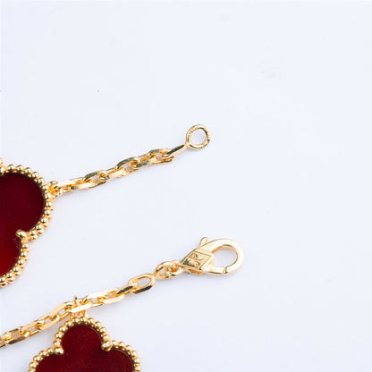 [Angela Jewellery]CLOVER BRACELET 5 MOTIFS CARNELIAN TIGER EYE
