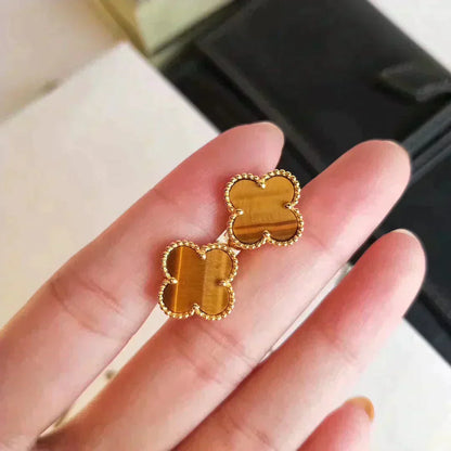 [Angela Jewellery]CLOVER MEDIUM 1 MOTIFS TIGER EYE EARRINGS