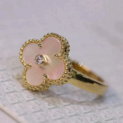 [Angela Jewellery]CLOVER PINK MOP RING GOLD DIAMOND