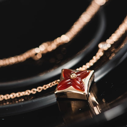 [Angela Jewellery]STAR NECKLACE PINK GOLD 1 DIAMOND