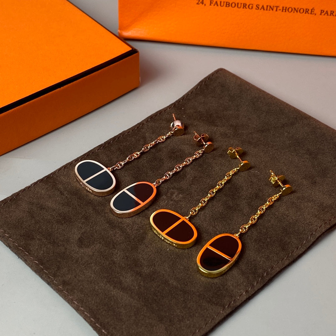 [Angela Jewellery]CHAINE VERSO BLACK CERAMIC EARRINGS