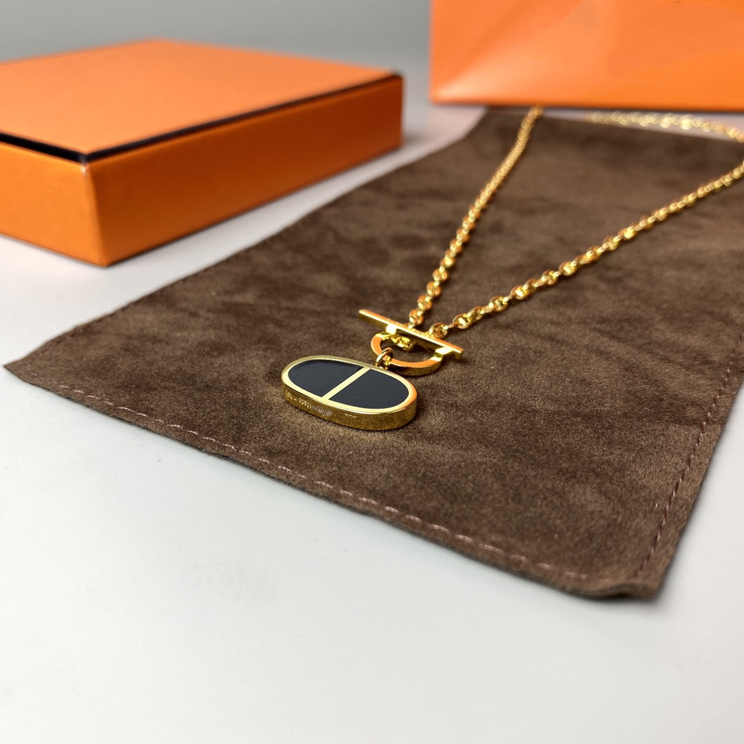 [Angela Jewellery]CHAINE VERSO BLACK CERAMIC NECKLACE
