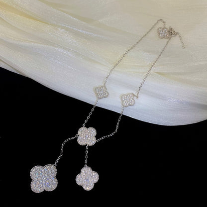 [Angela Jewellery]CLOVER 5 MOTIFS SILVER DIAMONDS NECKLACE
