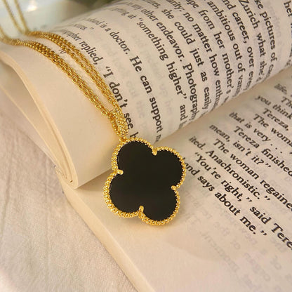 [Angela Jewellery]CLOVER 25MM NECKLACE GOLD ONYX